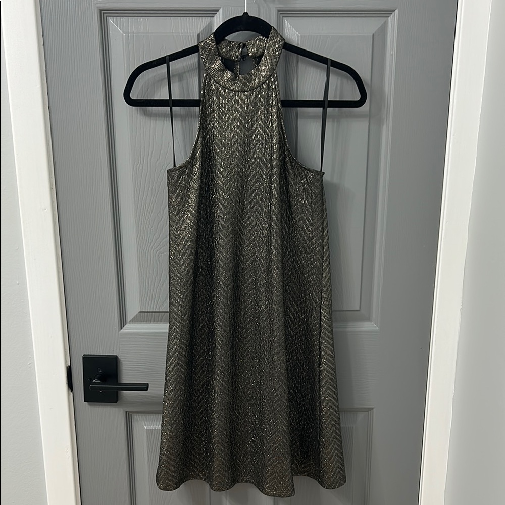 Elegant Metallic Halter Dress- Gatsby vibes